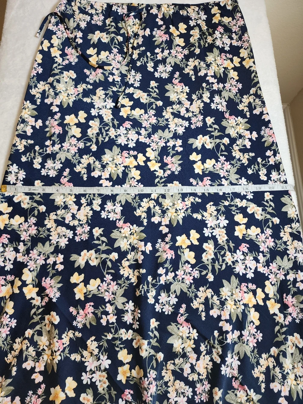 NWT WAYF Floral Print Maxi Skirt Navy Allover Tie Waist Flowy Size M